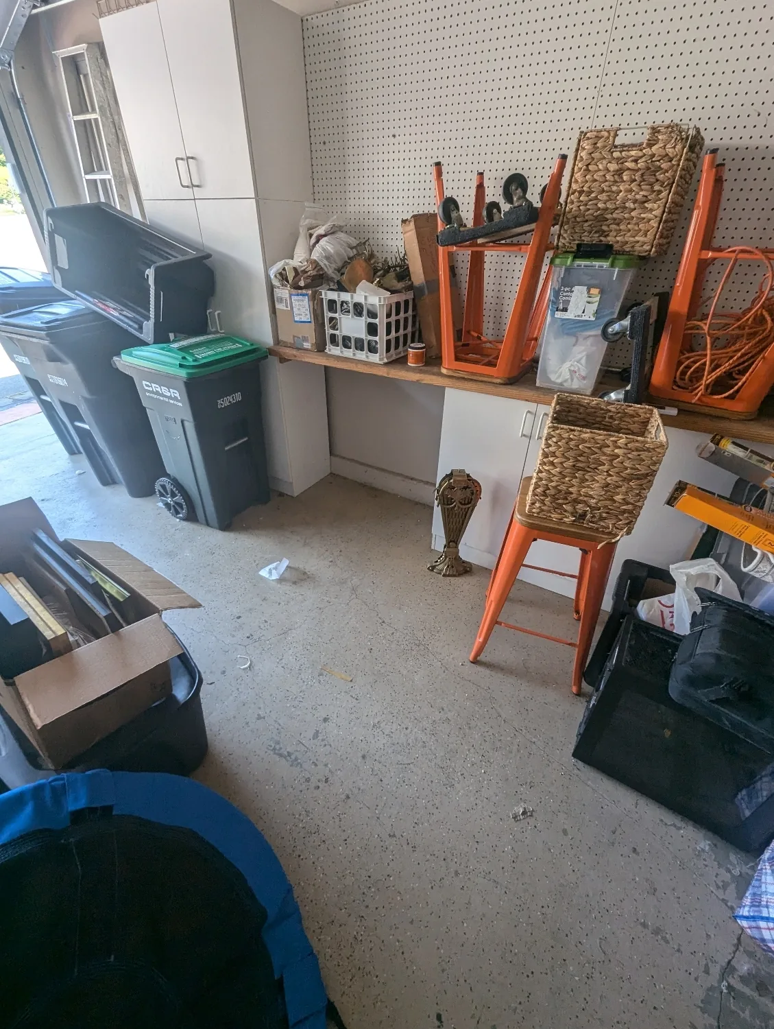 Heavily cluttered space cleared during a discreet hoarding cleanout in Orange County, CA